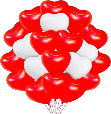 Produktbild von 50x Herzballons Luftballons Ballons Luft, Helium - rot-weiß mix, Herzform