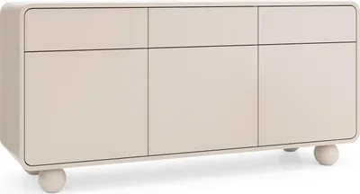 Produktbild von Masseno Kommode TONDO 160 cm Sideboard mit 3 Schubladen und 3 Türen für Wohnzimmer Schlafzimmer Modern 160x39x75 cm Kaschmir / Kaschmir