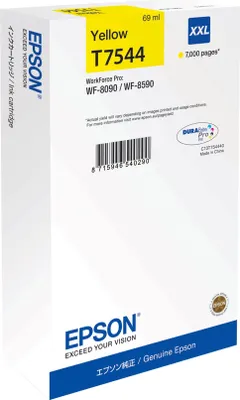 Produktbild von Epson T7544 - 69 ml - Größe XXL - Gelb - original - Tintenpatrone - für WorkForce Pro WF-8090, WF-8090 D3TWC, WF-8090DW, WF-8590, WF-8590 D3TWFC, WF-8590DWF