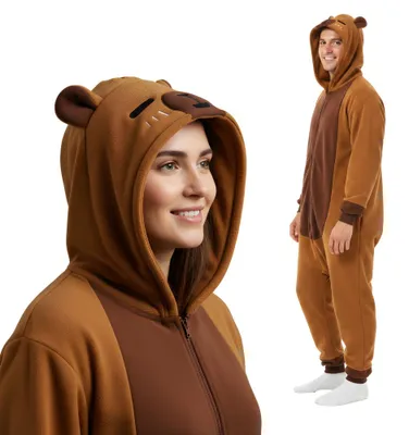 Obrázek produktu pro Pyžamo overal Kigurumi kostým pro dospělé Hnědá Kapybara S: 145-155 cm