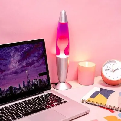 Obrázek produktu pro Retro lávová lampa – dekorativní osvětlení – zábavný dárek pro teenagery – 2 kusy – červeno-fialová – 34 x 8,5 cm