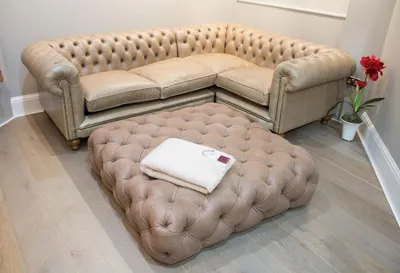 Image de Canapé d'angle, canapé, sofa, fauteuil, revêtement Chesterfield, ensemble d'angle, ensemble
