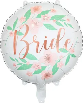 Image de Ballon transparent Bride avec motif de fleurs 35cm rond rose blanc
