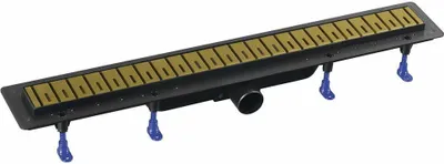 Produktbild von Polysan KLAVER Bodenrinne mit Rost aus Edelstahl, L-910, DN50, Gold matt