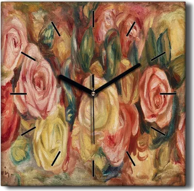 Produktbild von Coloray Hodiny Unikátní 30x30 cm  Tiché hodiny Pro obývací pokoj a kuchyň Nástěnné hodiny Plátno Černé ručičky hodin - Sázet květiny