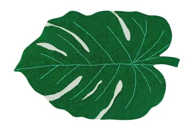 Produktbild von Baumwollteppich Tropenblatt-Muster Monstera - 120 x 160