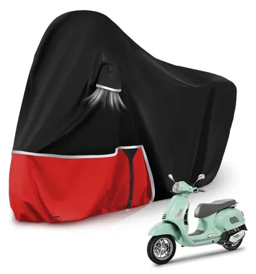 Image de Housse de protection pour moto, modèle extérieur, pour Piaggio Vespa GTV GTS GT60/125/200/250/300 (sans coffre), imperméable, en tissu Oxford 420D, noire et rouge