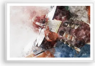 Produktbild von Gerahmtes Poster - Weißer Rahmen - Gitarre Musik - 91,5x61 cm - Wand Bild - Wanddeko - Wandbilder - Kunstposter - Wandposter - Bilderrahmen - Bilder - Kunstdruck - Wandbild - P2WAA91x61-4000