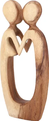 Produktbild von Holzfigur, Statue, Deko Objekt Feng Shui 30 cm - Liebespaar / Hellbraun, Dekoobjekte
