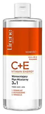 Obrázek produktu pro Micelární odličovací voda Lirene s vitamíny C+E, 3v1, 400ml, pro posílení a hydrataci pleti