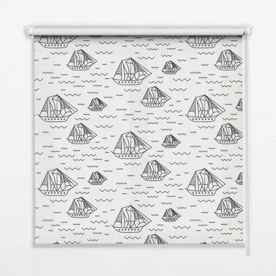 Produktbild von Seitenzug-Rollo Fensterrollo Jalousie - Lichtdurchlässig Springrollos - 80x240 cm - Gezeichnete Schiffe