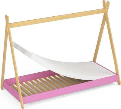 Obrázek produktu pro Dětská postel ve tvaru teepee s matrací o rozměrech 85 cm - růžová barva - rozměry 85x187x155 cm