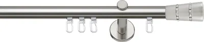Produktbild von SN Deco Gardinenstange Innenlauf Rennes, 19 mm, 1-läufig, Stahl, Komplett-Set mit Ringen, Profilträger, 100 cm, edelstahl optik