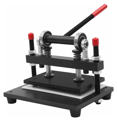 Produktbild von Manuelle Lederschneid- und Stanzmaschine - Presse 2 t - Einfuhrbreite 31 cm - Hub 15 mm - Schnitthöhe 0–100 mm - Stahlkonstruktion - Schwarz