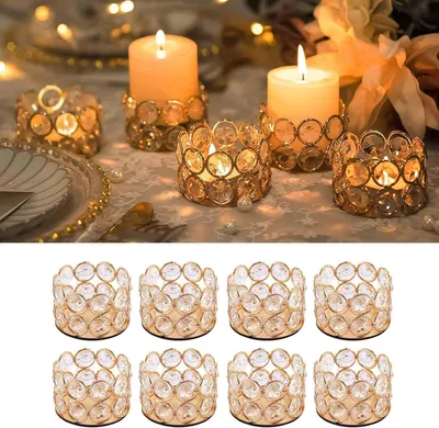 8er-Set goldene Teelichthalter aus Glas, 6 cm, rutschfest