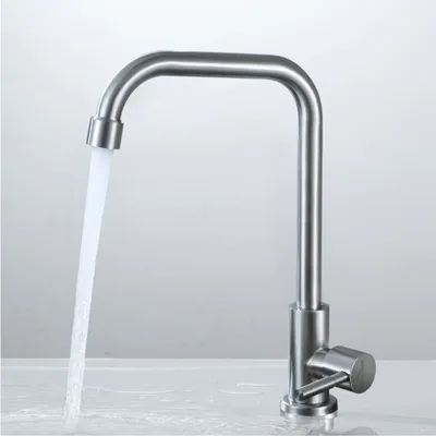 Produktbild von Nur Kaltwasser Wasserhahn Küchenarmatur Spültischarmatur , 360° Drehbar Einhebelmischer Edelstahl Küche Mischbatterie für Spülbecken