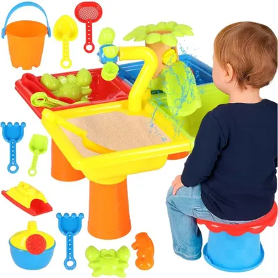 Immagine prodotto di Set tavolo ad acqua: sabbiera, pala, annaffiatoio, sgabello