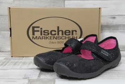 Produktbild von Fischer Mädchen Klett-Hausschuh schwarz mit Glitzer 31