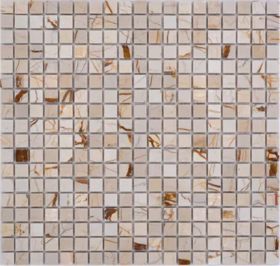 Produktbild von Mosani MOS38-15-2807, Mosaik, Marmor, Gold, Cremefarben, Drinnen, Rechteck, 305 mm