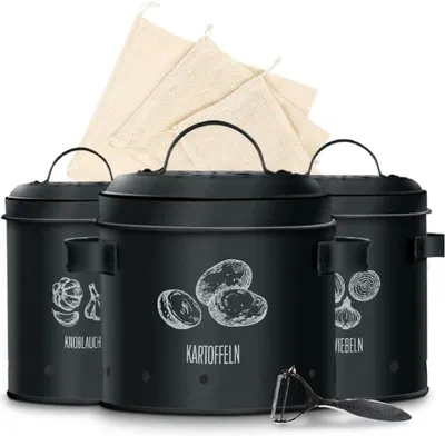 Image de KitchenQuality Boîte de rangement pratique pour les légumes, lot de 3 récipients de stockage