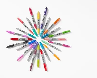 Produktbild von Sharpie 2198779, 24 Stück(e), Schwarz, Blau, Grün, Orange, Pink, Rot, Gelb, Feine Spitze, Weiß, 1 mm