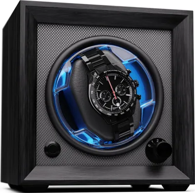 Produktbild von Klarstein Uhrenbeweger für Automatikuhren, Automatik-Uhrenbeweger für 1 Uhr, Automatikuhr Uhrenbeweger mit Acryl-Tür, Automatischer Uhrenbeweger, Blaue LEDs, Watch Winder mit 4 TPD Einstellungen