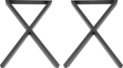 Image de Pieds de table, design en forme de X, patins réglables, noir