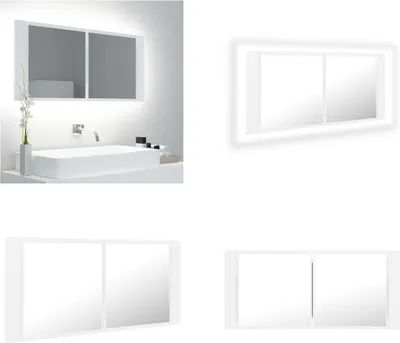 Produktbild von vidaXL LED Bad Spiegelschrank Weiß 100x12x45 cm Acryl - LED Spiegelschrank - LED Spiegelschränke - LED-Bad-Spiegelschrank - LED-Bad-Spiegelschränke