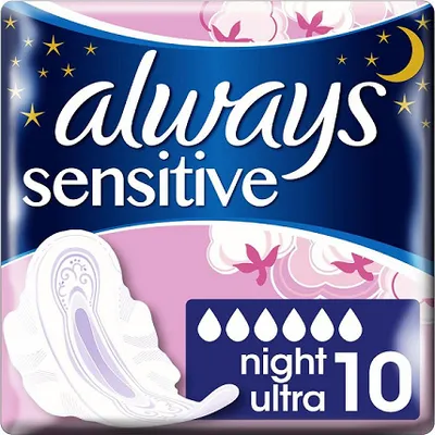 Produktbild von Always Sensitive Nachtbinden, 10 Stück