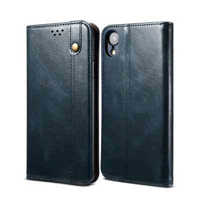 Obrázek produktu pro Pouzdro pro iPhone XR, kožené flip pouzdro peněženka s funkcí stojánku modré
