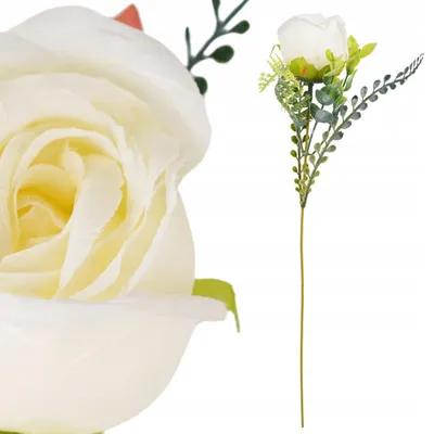 Produktbild von Topoblu Künstliche Rose Weiß 43cm mit Farn für Dekorationen