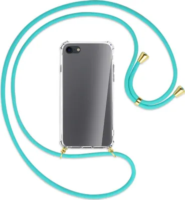 Produktbild von Handykette Backcover-Schutzhülle mit Band (Metall goldfarben) für Apple iPhone 7, iPhone 8 - türkis