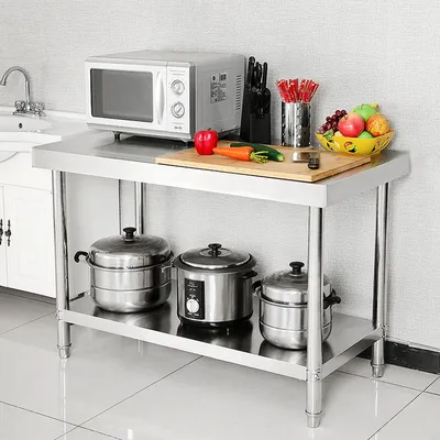 Produktbild von YZNAHRE Arbeitstisch Edelstahl Gastro Tisch mit Rückwandplatine Edelstahltisch 120 x 60 x 85 cm Küchentisch bis 250kg inkl. Verstellbare Füße