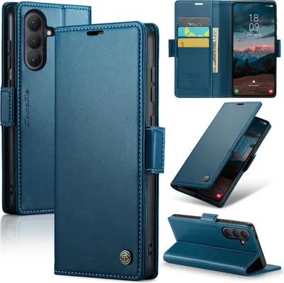 Produktbild von Lederhülle für Samsung Galaxy S26+ Brieftasche Kartenfach Schutzhülle mit Standfunktion Blau