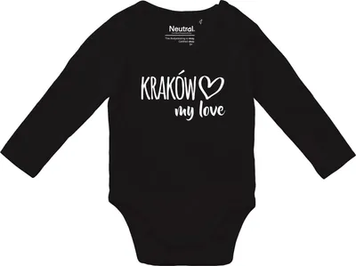 Produktbild von Huuraa Baby Body Kraków my love 80 Black  Baumwolle Fairtrade Langarmbody Geschenkidee