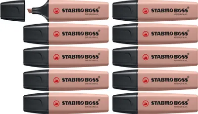 Produktbild von STABILO BOSS ORIGINAL NatureColors, 10 Stück(e), Braun, 18 Jahr(e), Meißel, Schwarz, Braun, Kunststoff