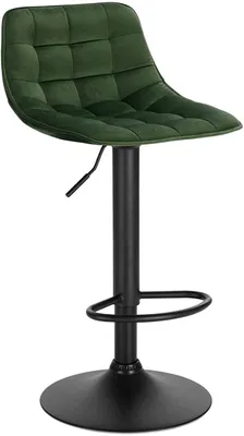 Obrázok produktu pre Barová stolička s operadlom, potiahnutá zamatom a kovom, s nastaviteľnou výškou, tmavozelená | 42,5 x 35 x 82,5-104 cm