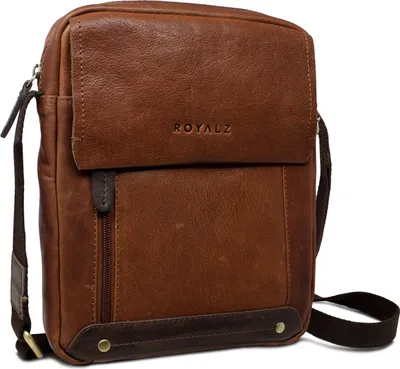 Produktbild von ROYALZ 'Idaho' Moderne Kleine Umhängetasche Herren Leder Männer Handtasche Vintage 10 Zoll Tablet leichte Ledertasche viele Fächer schmal Mini Messenger Bag