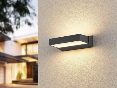 Produktbild von Moderne Up and Down LED Außenwandleuchte, Terrassenlampe Anthrazit, Breite 23cm