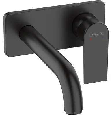 Obrázok produktu pre Nástenná umývadlová batéria HANSGROHE Vernis Shape, čierna, matná, výstupok batérie: 21,9 cm