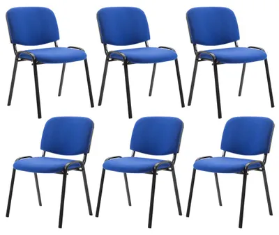 Produktbild von CLP 6er Set Besucherstuhl Ken Stoff stapelbar und mit robustem Metallgestell blau