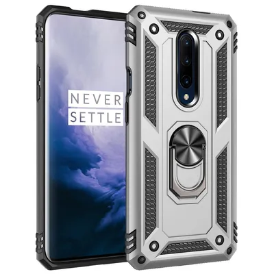 Obrázek produktu pro OnePlus 7 Pro Pouzdro s Kroužkem, Dvouvrstvé Tvrdé PC TPU, Nárazuvzdorné Pouzdro s Stojánku pro OnePlus 7 Pro Stříbro