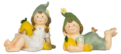 Produktbild von 2er Set Dekofiguren Sommerkinder liegend mit Zitronen H. 19cm Formano WA