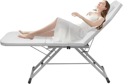 Zdjęcie produktu dla Przenośny, lekki stolik do masażu do salonu, składany i z regulacją wysokości, mobilna ława do masażu, aluminiowy stół do masażu, łóżko do spa, do terapii i tatuażu, szerokość 60 cm, kolor biały