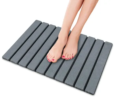 Image de Tapis de bain en pierre, pliable, en kieselguhr naturel, antidérapant, à séchage rapide, ultra-absorbant, 60 x 39 cm, tapis de douche pour la salle de bain, la maison et la cuisine