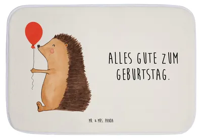 Produktbild von Mr. & Mrs. Panda Badezimmerteppich Igel Luftballon - Weiß - Geschenk, Badteppich, Ballon, Herzlichen Glückwunsch, duschmatte, Gute Laune, Happy Birthday, Geburtstag
