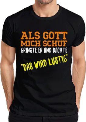 Obrázek produktu pro Bůh se usmíval, když mě stvořil Křesťanský humor sarkasmus vtip Pánské tričko, černá, XL