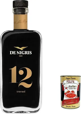 Produktbild von De Nigris Gewürz mit Balsamico-Essig aus Modena Excellence Line 12 Travasi Gewürz 100 % Modena 100 ml, mit Balsamico-Essig aus Modenam Italien mit verschiedenen Säuren + Italian Gourmet polpa 400g