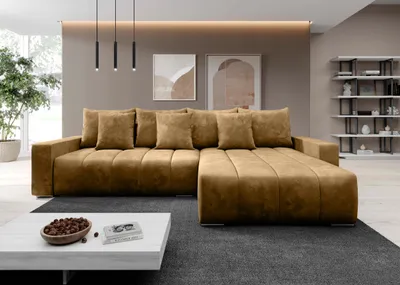 Produktbild von FurMeb24 ECKSOFA NAVO mit Schlaffunktion und bettkasten 278 x 178 cm GELB - rechte Seite
