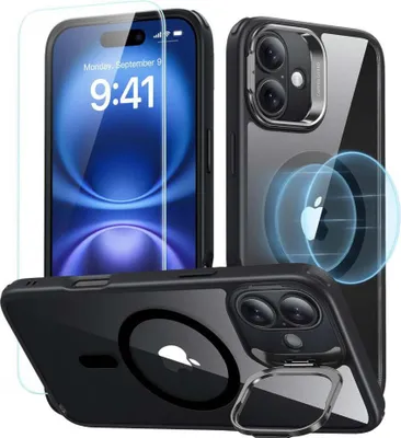 Produktbild von Esr Classic Hybrid Kickstand Halolock Magsafe & gehärtetes Glas Iphone 16 Plus Klar/Schwarz